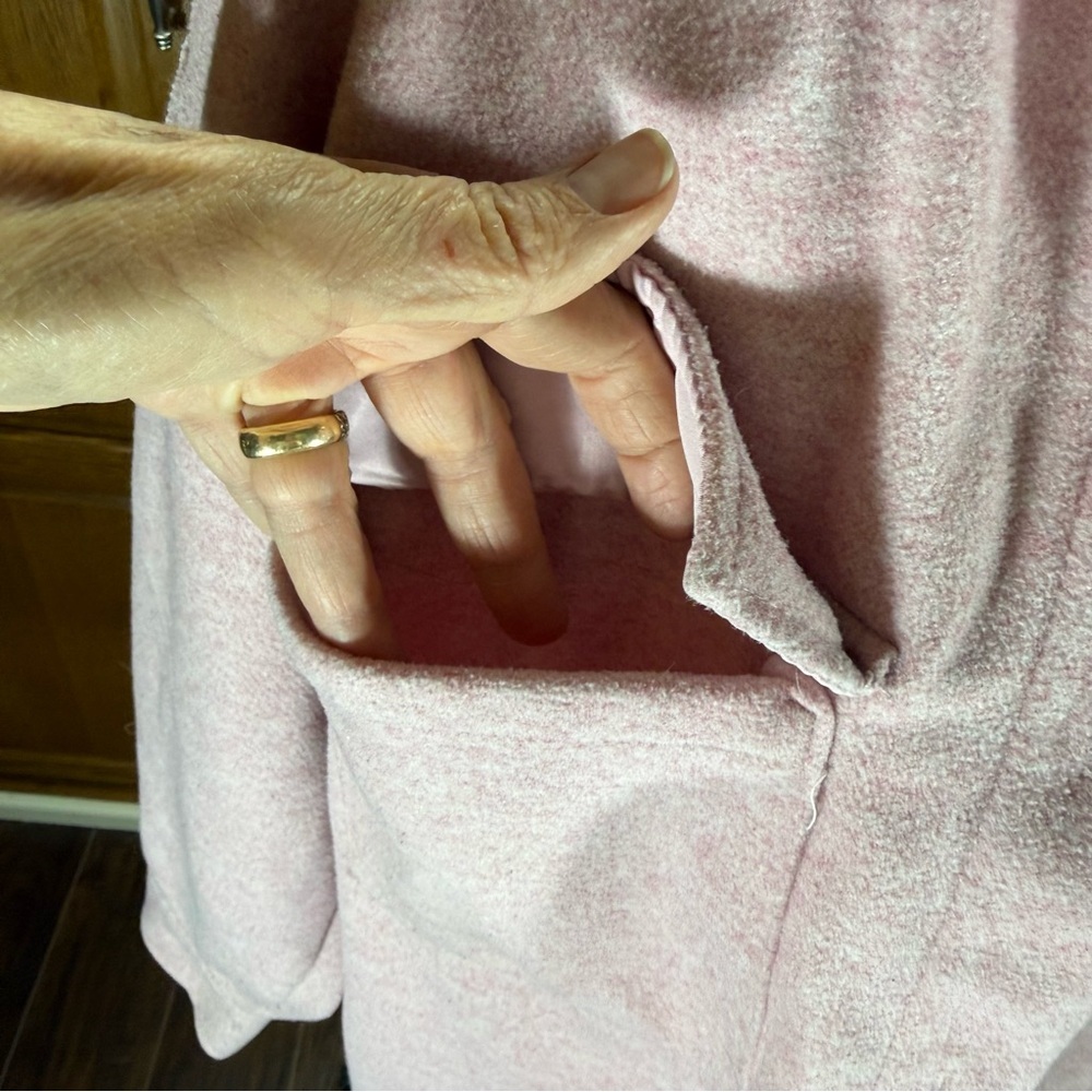 HM Pink Marl Button Up Shacket Shirt Jacket Large Pockets Heathered Soft Layer - Picture 3 of 10